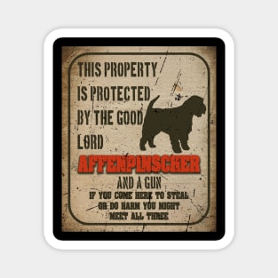 Affenpinscher Silhouette Vintage Humorous Guard Dog Warning Sign Magnet