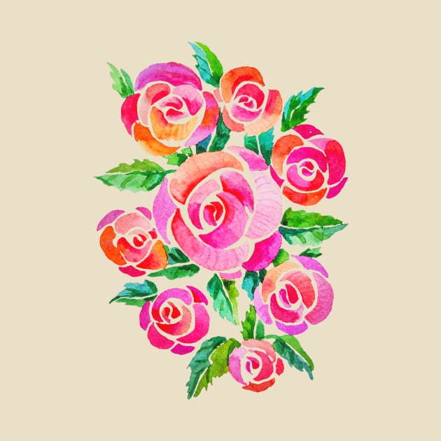 watercolor vintage roses by ativka