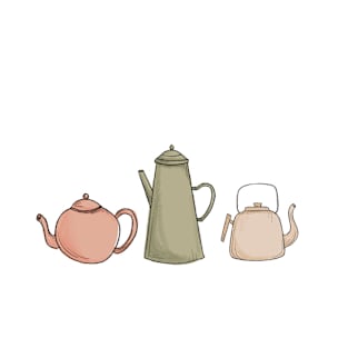 Cottagecore Teapots Illustration T-Shirt