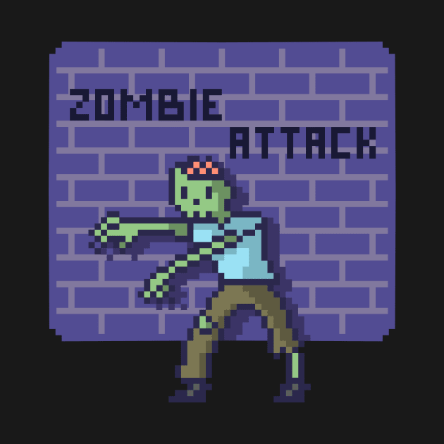 Zombie pixel retro video game by walterorlandi