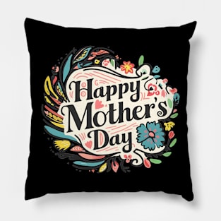 Happy mothers day, fun flowers vintage print shirt Pillow