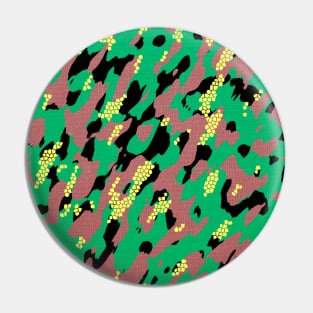 Camouflage - Green and Dark Salmon Pin