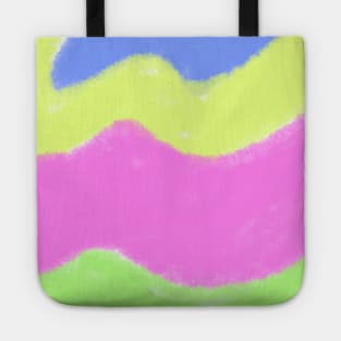 Green yellow pink watercolor art design Tote