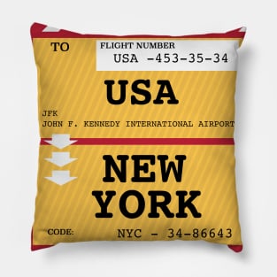 New York City Plane Ticket Pillow