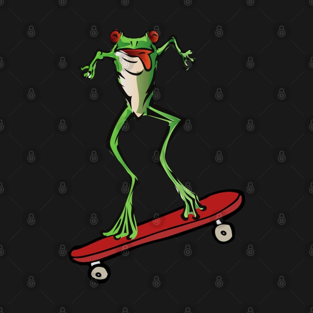 Cute Frog On Skateboard Jumping by Nonconformist