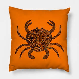 Mandala Crab (orange and black) Pillow