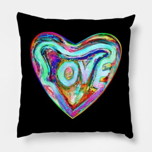 Psychedelic Pride Rainbow Love Heart Pillow