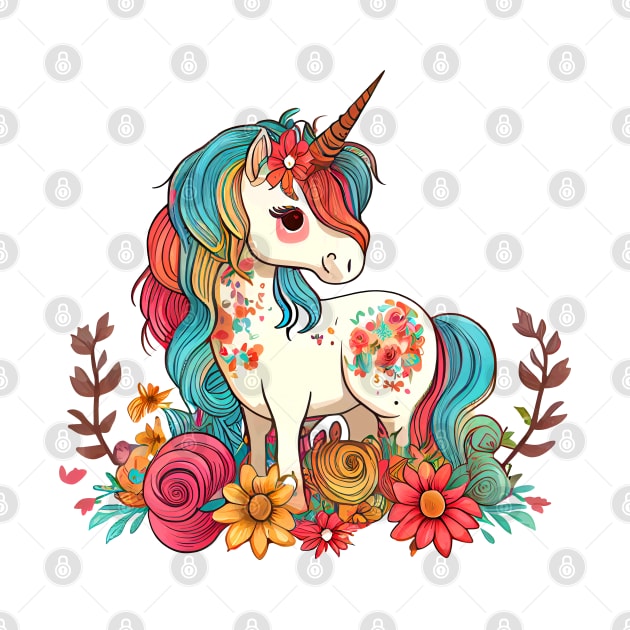 Cute Floral Unicorn by Etopix