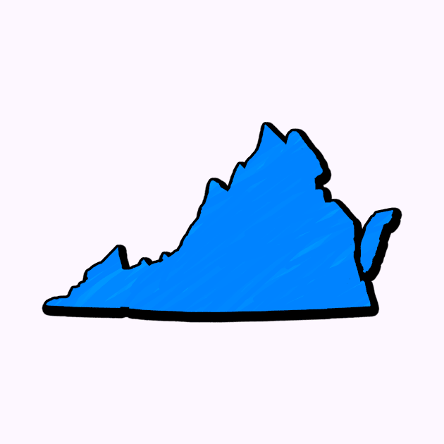 Bright Blue Virginia Outline by Mookle