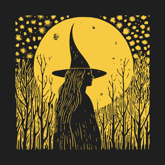 Linocut Witch by n23tees