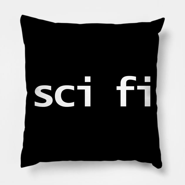 Minimal Typography Sci Fi White Text Pillow by ellenhenryart