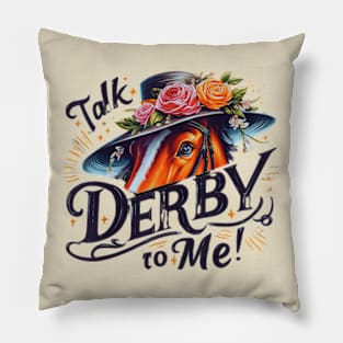 Funny Horse Derby Party Blue Pillow