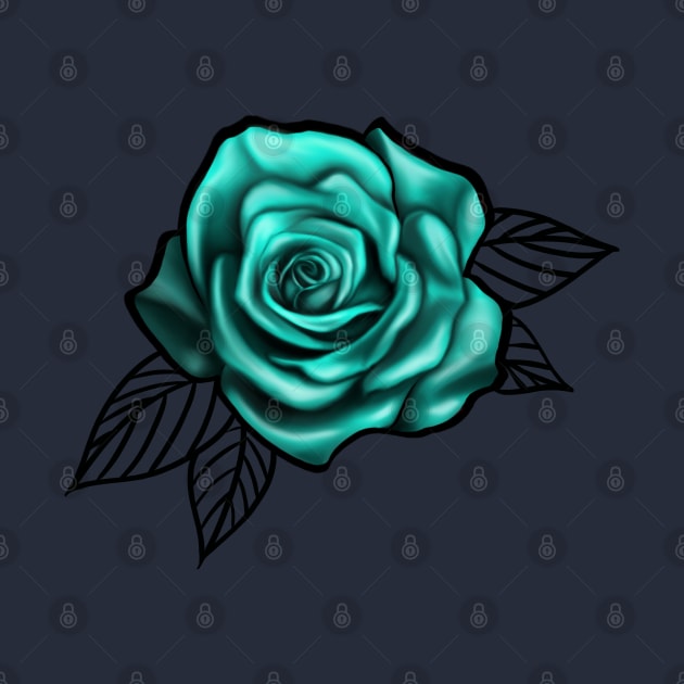 Turquoise rose Art Print by Print Art Station