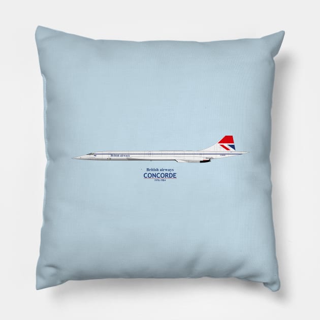 British Airways Concorde 1976 To 1984 Pillow by SteveHClark