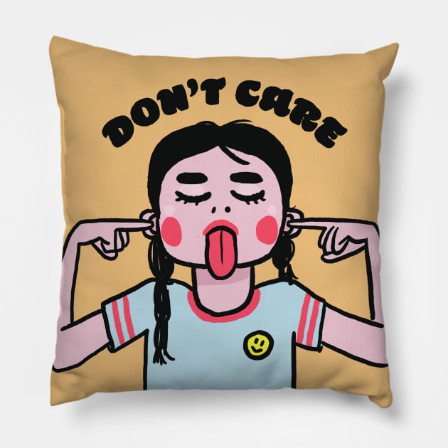 Don't Care Pillow by Denyse Mitterhofer Shop