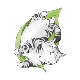 Cat T-Shirt - Chi's cat sleep in a leaf by Minran