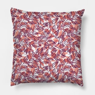 Minimalist Leaf Line Art Illustration as a Seamless Surface Pattern Design Pillow