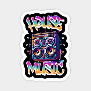 HOUSE MUSIC  - Graffiti Speaker (white/pink/gold) Magnet