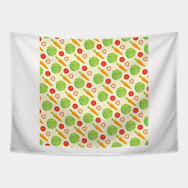 Kitchen Pattern Neck Gaiter Vegetables Carrots Lettuce Tomato Peppers Gator Tapestry by DANPUBLIC