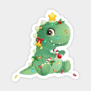 Cute Christmas Tree T Rex Dinosaur Magnet