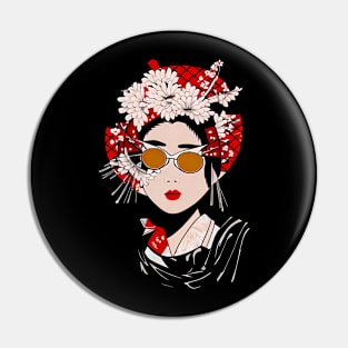 Japanese geisha girl with sunglasses Pin