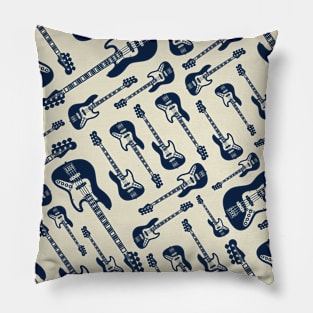 Bass Guitar Seamless Pattern Light Theme Pillow