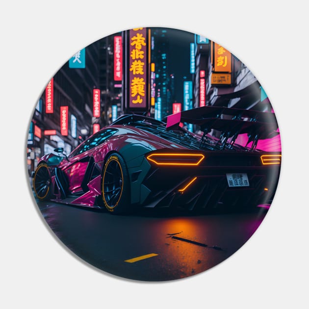 Dark Neon Sports Car in Japanese Neon City Pin by star trek fanart and more