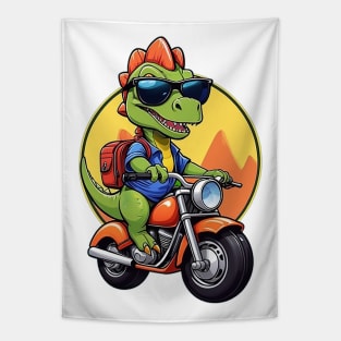 Motorbike Riding Dinosaur Tapestry