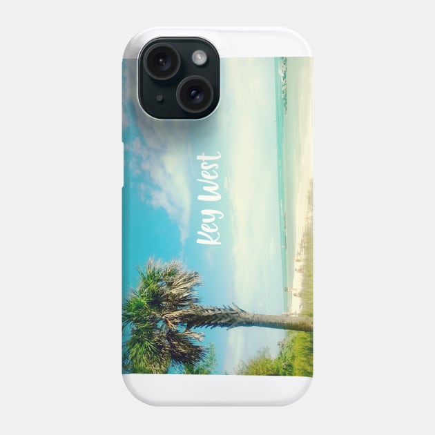 Beautiful photography of Key West Florida blue sky palm tree landscape USA nature lovers Phone Case by BoogieCreates