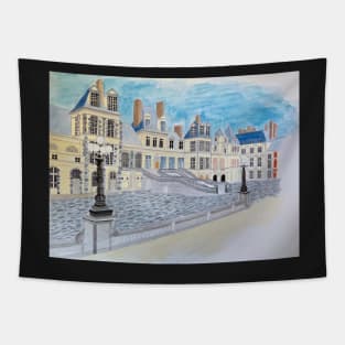 chateau de fontainebleau in watercolor Tapestry