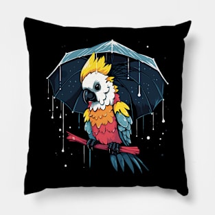 Cockatoo Rainy Day With Umbrella Pillow