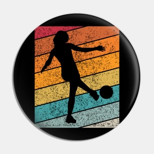 Female Soccer Football Outdoor Sports Retro Sunset Design Pin