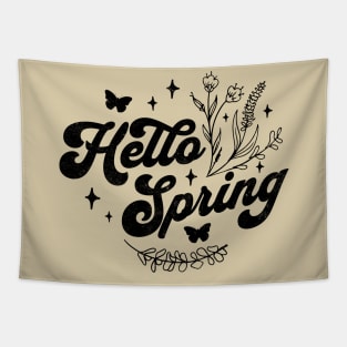 Hello Spring - Spring Flower -  Cute Floral and Butterfly Tapestry