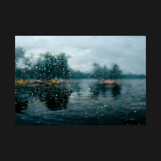 Foggy Lake Falling Raindrops On A Rainy Autumn Day by Unwind-Art-Work