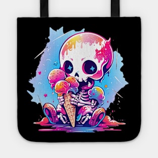 Cute Baby Skeleton Loves Ice Cream Halloween Design Tote