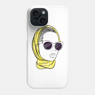 beautiful girl in a yellow bandana and sunglasses Phone Case