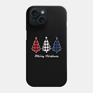 Merry Christmas Trees Red White Blue Plaid Xmas Gift Phone Case