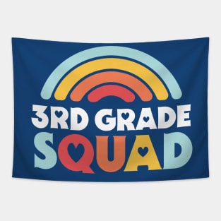 Cute School Teacher 3rd Grade Squad with Retro Rainbow and Hearts Tapestry