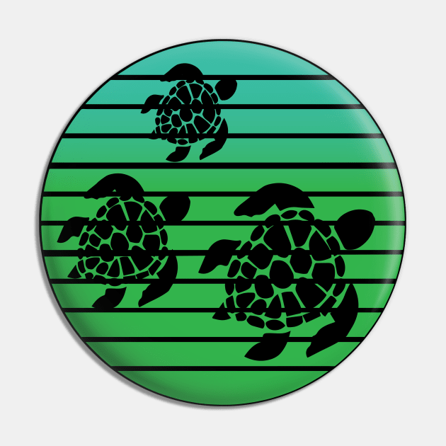 Sea Turtle Family Green Ocean Swimming Pin by MadMando Marketplace