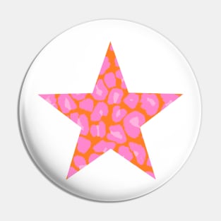 Pink and Orange Leopard Print Star Pin