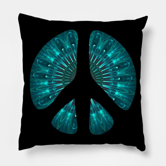 Peace Symbol - Blue Pattern 1 Pillow by Naves