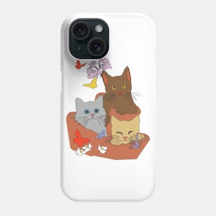 Cats and Kittens in a floral basket Phone Case