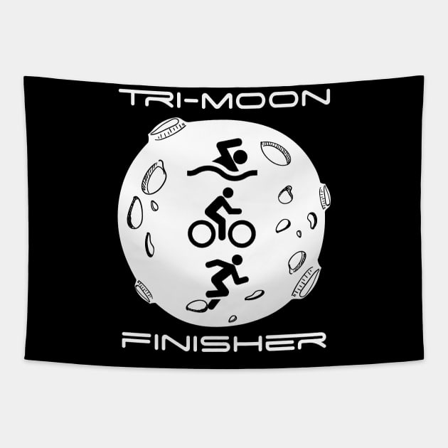 Space Moon Triathlon Finisher Tapestry by TriHarder12