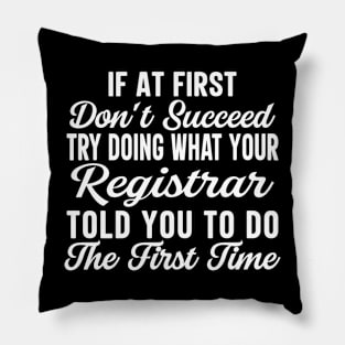 If At First Don't Succeed Try Doing What Your Registrar Told You To Do The First Time Pillow