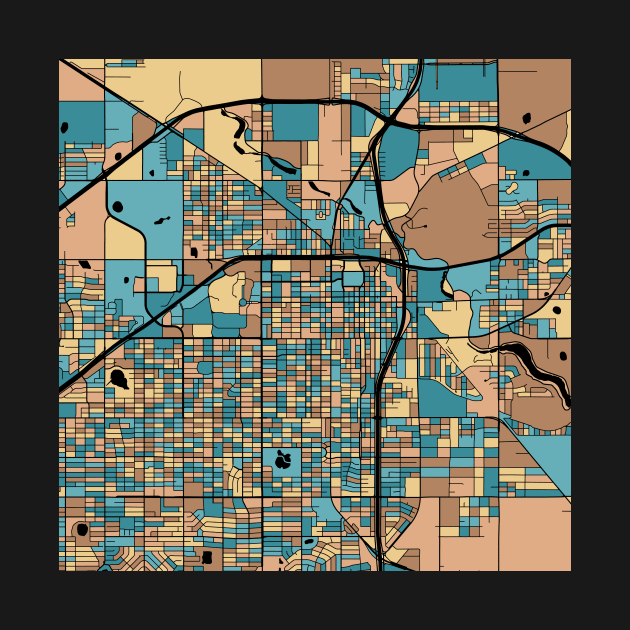 Lubbock Map Pattern in Mid Century Pastel by PatternMaps