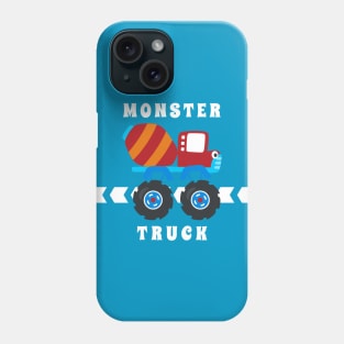 Vector illustration of monster truck with cartoon style. Phone Case