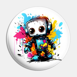 Cute cartoon Robot. Funny cyborg. Pin