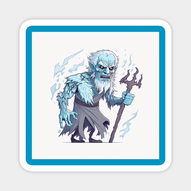 the white walker stares angrily into the camera with a staff in his hand against a white background Magnet by KOTYA