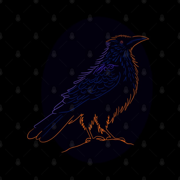 Crow or raven design. A black bird silhouette, with a sunset reflection by DaveDanchuk