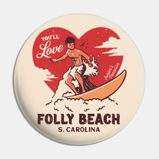 Vintage Surfing You'll Love Folly Beach, South Carolina // Retro Surfer's Paradise Pin